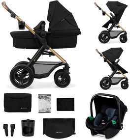 Cărucior de copii combinat 3 în 1 KINDERKRAFT MOOV 2 AIR Pure black + scaun auto MINK PRO