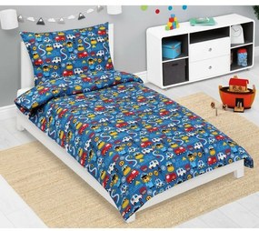 Bellatex Lenjerie de pat din bumbac pentru copiiJunior Rescuers albastru, 140 x 200, 70 x 90 cm