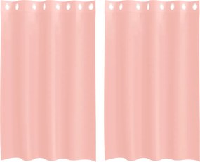 vidaXL Perdele Voile cu Oelii 2 buc Roz 140x175 cm