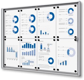 Vitrina informații interioare Economy 8 x A4 - spate din tablă, aluminiu