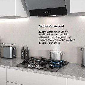 Klarstein Plită pe gaz Verosteel, 4 arzătoare, aprindere electrică, compatibilă cu gaz natural și GPL, 8000 W, 60 cm