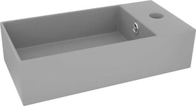 vidaXL Chiuvetă de baie cu preaplin, gri deschis, ceramică