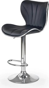 Scaun bar H69, negru/crom, piele ecologica/otel, 48x55x91/111 cm