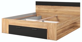 Pat matrimonial Gamma 180 (stejar + Negru). 1091843