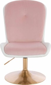 HR690N Scaun Velvet&amp;soft Piele Pu Roz Pudră/Alb Bază Aurie