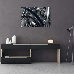 Tabloul cu abstracție gri cu albastru (90x60 cm)