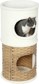 PawHut Niche pentru pisici de interior cu 3 nivele, turn pentru pisici cu zgârâieturi din sisal Ø 40 x 80 cm, crem | Aosom Romania