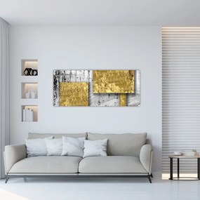 Tablou - Pătrate de aur N⁰3 (120x50 cm)