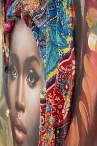 Tablou multicolor din panza si lemn de brad, 82 x 122 x 4,5 cm, Deva B Mauro Ferreti