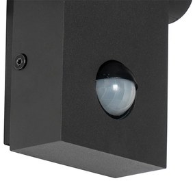 Aplică de perete exterioară antracit cu LED IP54 cu senzor de mișcare - Zane