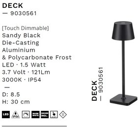 Veioza/Lampa de masa LED portabila exterior IP54 DECK negru