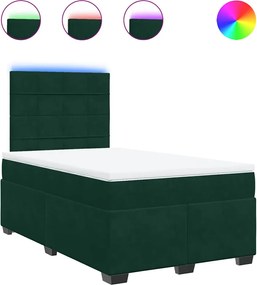vidaXL Pat box spring cu saltea, verde închis, 120x190 cm, catifea