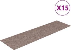 vidaXL Covorașe autoadezive pentru scări, 15 buc., 76x20 cm, maro deschis, dreptunghiulare
