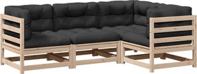 vidaXL Set canapele de grădină cu perne, 4 piese, lemn masiv de pin