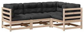 3299412 vidaXL Set canapele de grădină cu perne, 4 piese, lemn masiv de pin