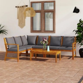 3057780 vidaXL Set mobilier de grădină cu perne, 5 piese, lemn masiv acacia