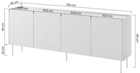 Comodă cu patru uși Desin 220 4U - cașmir / Stejar nagano