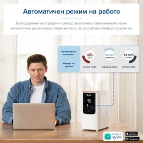 Umidificator Levoit OasisMist 450S LUH-O451S-WEU, 40 m², 280 W, 4,5 l, Aromaterapie, Autonomie de 45 de ore, Alb