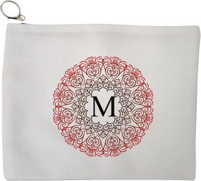 Portfard Cosmetice tip Plic, Cu litera M si Mandala, 23x18 cm, Alb, BEKZ®