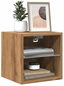 vidaXL Comodă TV de perete cu lumini LED Stejar artizanal 30x28,5x30cm