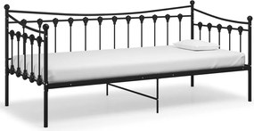 vidaXL Cadru de pat canapea, negru, 90x200 cm, metal