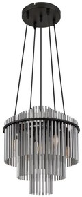 Lustra suspendata, Metal Negru, Sticla Fumurie, GORLEY 15698H2 GL