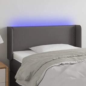 3123184 vidaXL Tăblie de pat cu LED, gri, 103x16x78/88 cm, piele ecologică