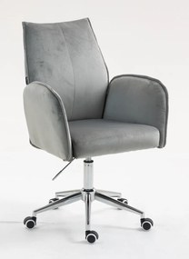 HR280K Scaun Gray din Catifea cu Bază Cromata