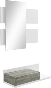Mobilier de Intrare 2 in 1 cu Oglinda de Perete 75x3.5x75cm si Sertar 75x30.5x20cm, pentru hol, din MDF si Sticla, Gri-Alb HOMCOM | Aosom Romania