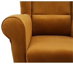Fotoliu cu taburet, material muştar, ASTRID