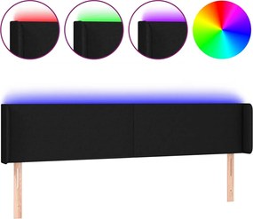 vidaXL Tăblie de pat cu LED, negru, 163x16x78/88 cm, textil