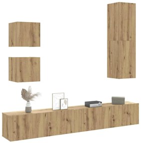 vidaXL Set dulap TV 5 piese montat pe perete Stejar artizanal