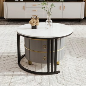 Măsuță de cafea 2-în-1 Rotundă din MDF, Gri | Aosom Romania