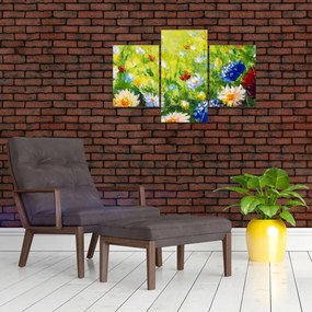 Tablou - Pictură în ulei, pajiște înflorită (90x60 cm)