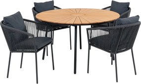 Set de dining pentru grădină negru/în culoare naturală pentru 4 persoane Cleveland and Salermo – House Nordic