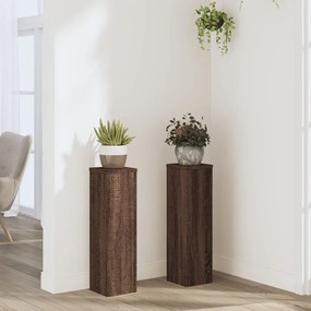 vidaXL Suporturi de plante 2 buc. stejar maro 17x17x60cm lemn compozit