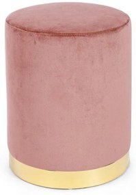 Taburet rotund roz din catifea, 35 cm, Lucilla Bizzotto
