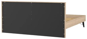 Pat matrimonial în culoare naturală cu aspect de lemn de stejar cu somieră 180x200 cm Ry – Tvilum