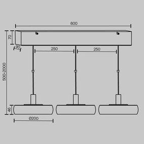 Lustra cu 3 pendule LED Float sticla fumurie