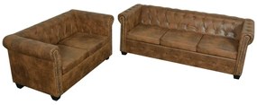 vidaXL Set canapele Chesterfield cu 2 și 3 locuri, maro