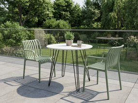 Scaun din plastic TREGO cu brate, verde