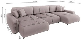 Colțar roz deschis extensibil, cu spațiu de depozitare, cu tapițerie din catifea reiată Sara – Ropez