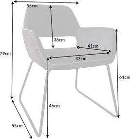 Set de 2 scaune, design retro Mustang, microfibra gri antic A-39795 VC