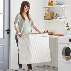 Jurhan Coș de rufe de bambus DORA, 150L, alb