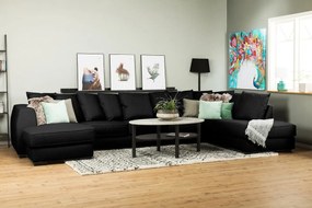 Colțar Scandinavian Choice F102Negru, 403x212x85cm, Picioare: Lemn, Plastic
