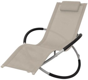 vidaXL Șezlong geometric de exterior, crem, oțel