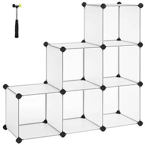 Organizator polivalent cu 6 cuburi, polipropilena / metal, alb, Songmics