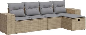 vidaXL Set canapele de grădină cu perne, 5 piese, bej, poliratan