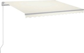 vidaXL Copertină retractabilă manual cu LED, crem, 300x250 cm