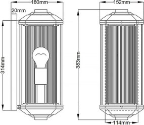 Quintiesse QN-CASTELLE-M-BLK CASTELLE M, Aplica de exterior pentru perete, 1xE27/60W/230V, IP44, negru